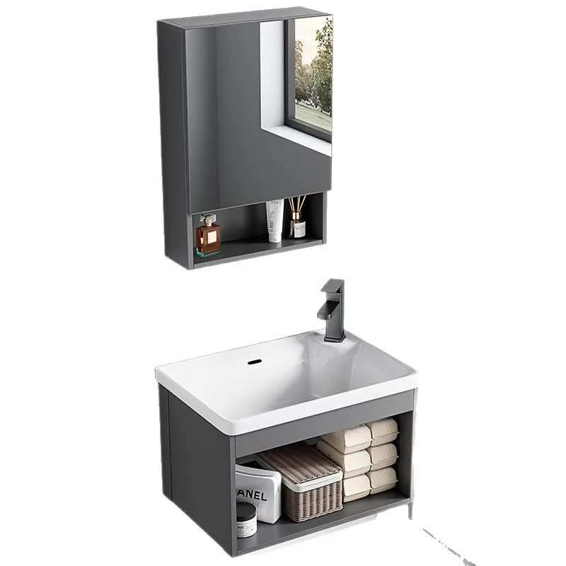 

Simple wall-mounted wash basin Small apartment household ceramic integrated wash basin cabinet combined bathroom wash table pool