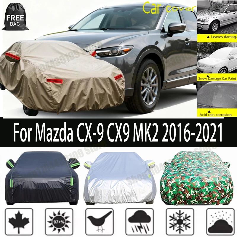 

For Mazda CX-9 CX9 MK2 2016-2021 Car Cover Waterproof All Weather Outdoor Full Car Sun Protection Cover