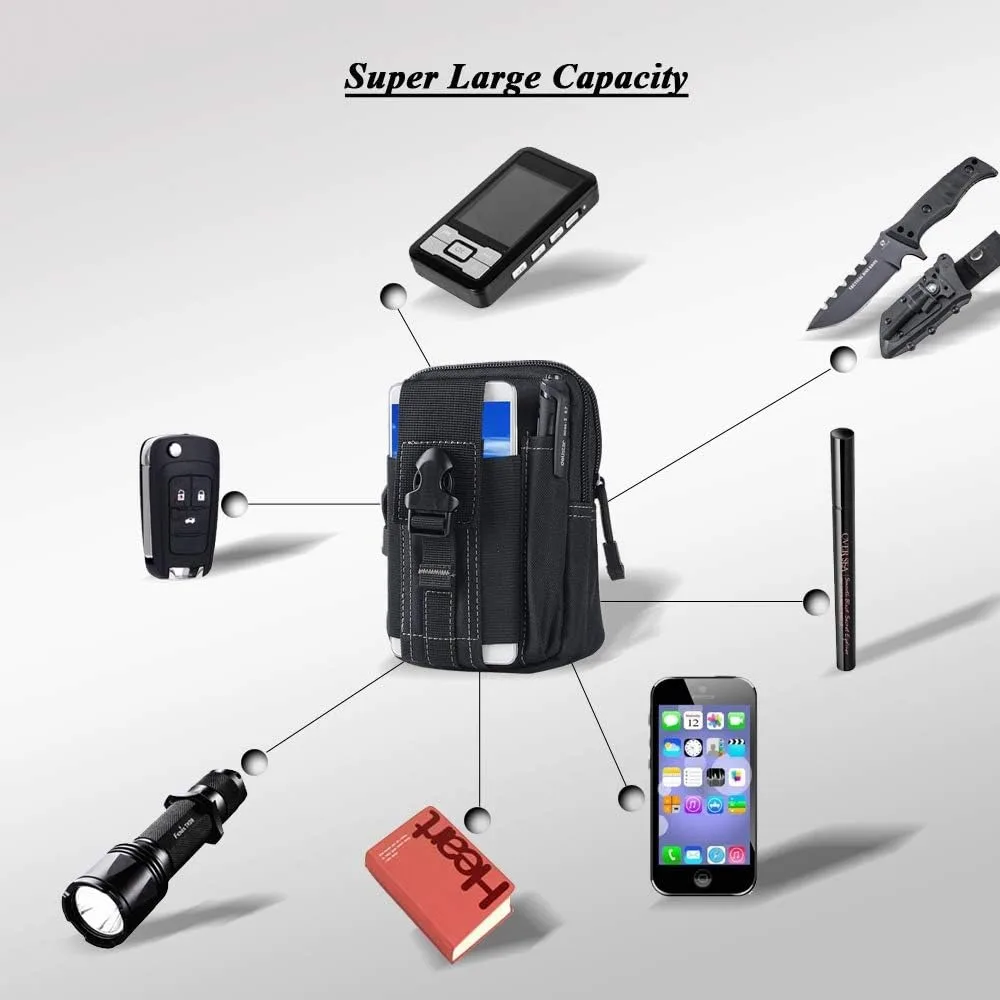MuqiNush Taktische Handytasche, universelle EDC-Hüfttasche, Ausrüstung, kleine Werkzeugtasche für Outdoor-Herren- und Handyhüllen aus Leder – Detail 2