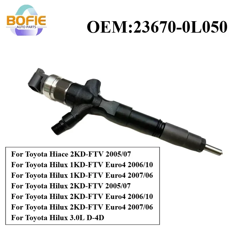 23670-0L050 / 095000-8290 Automobiles Diesel Fuel Injector For Toyota 1KD-FTV/2KD-FTV Hiace Hilux And Prado D4D