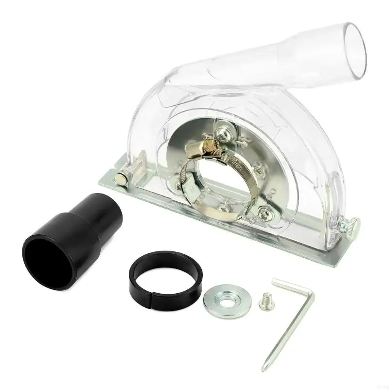 Clear Angles Grinder Cutting Dust Shroud for 100/125/150 Grinder with Polycarbonate Guard, External Dust Port, and M4YD