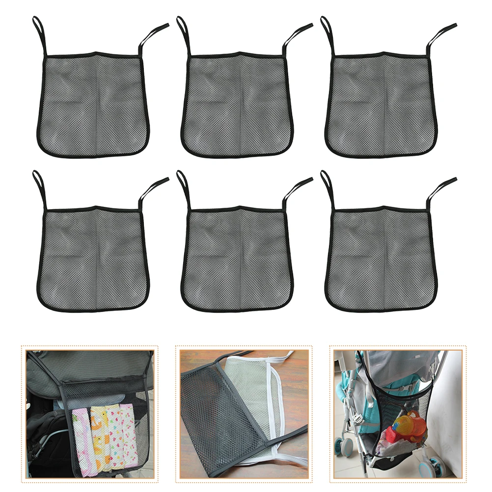 

6pcs Stroller Bag Breathable Mesh Storage Organizer Bath Toy Holder Fast Drying Infant Accessories Baby Cart Attachment