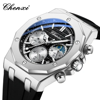 CHENXI top brand men&#x27;s watch silicone waterproof watches for men casual sports chronograph wristwatch 2024 new man clock