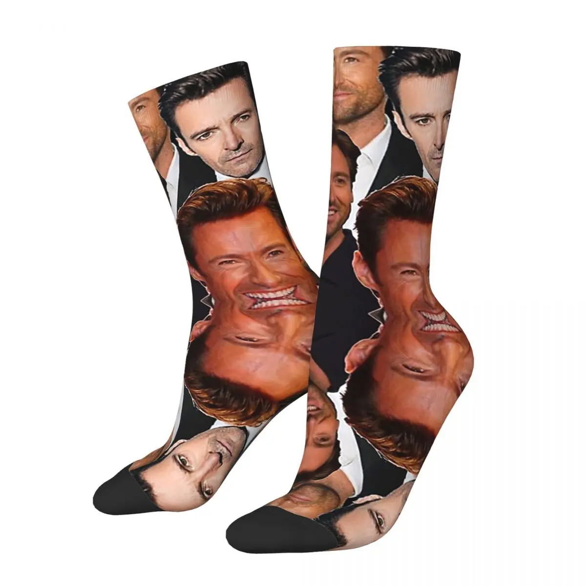 Hugh Jackman Photo Collage Socks Harajuku High Quality Stockings All Season Long Socks Accessories for Man's Woman's Gifts