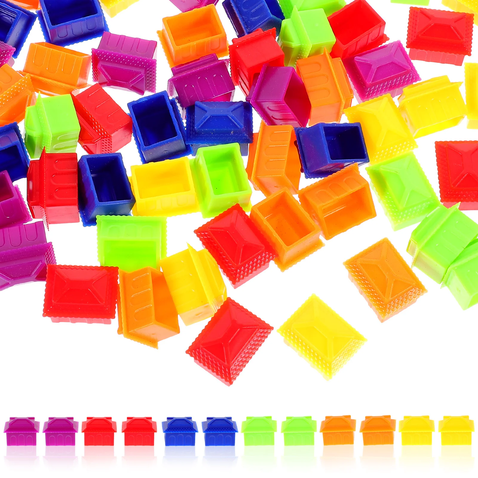 

60Pcs House Board Game Pieces Plastic Replacement Parts Smooth Surface Durable Game Accessories Chess Pieces