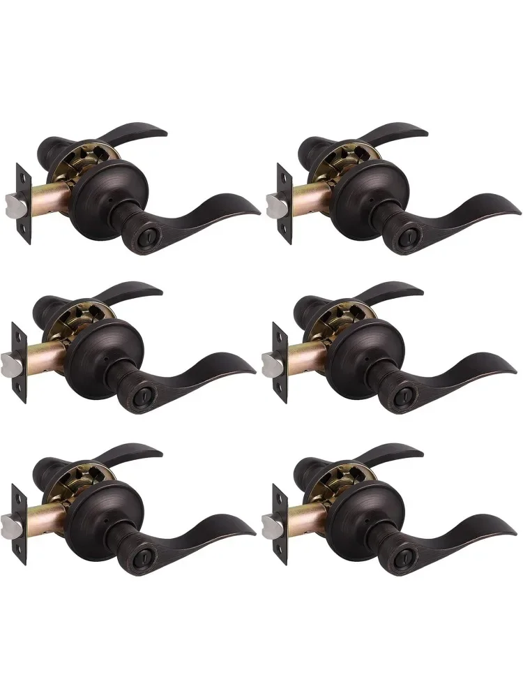 

Good 6 Pack Oil Rubbed Bronze Privacy Door Levers for Bathroom Bedroom, Keyless Door Locksets Knobs, Interior Door Handles with
