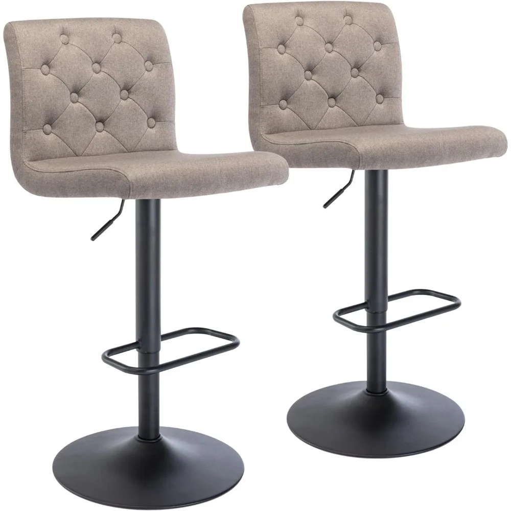 

Living Tufted Fabric Bar Stools Set of 2, Adjustable Swivel Counter Height Barstools with Back, Upholstered Armless Airlift