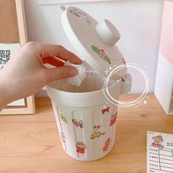Ins Desktop Small Trash Bin Waste Bin Bedroom Home Cute Trash Can With Lid Mini