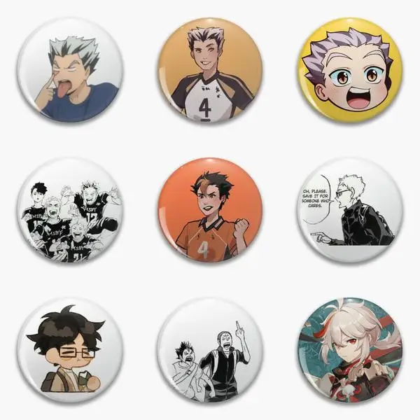 Haikyuu Team Karasuno Hinata Feat Meat Buns Nice Recieve Oya Soft Button Pin Customizable Gift Lover Fashion Creative Decor