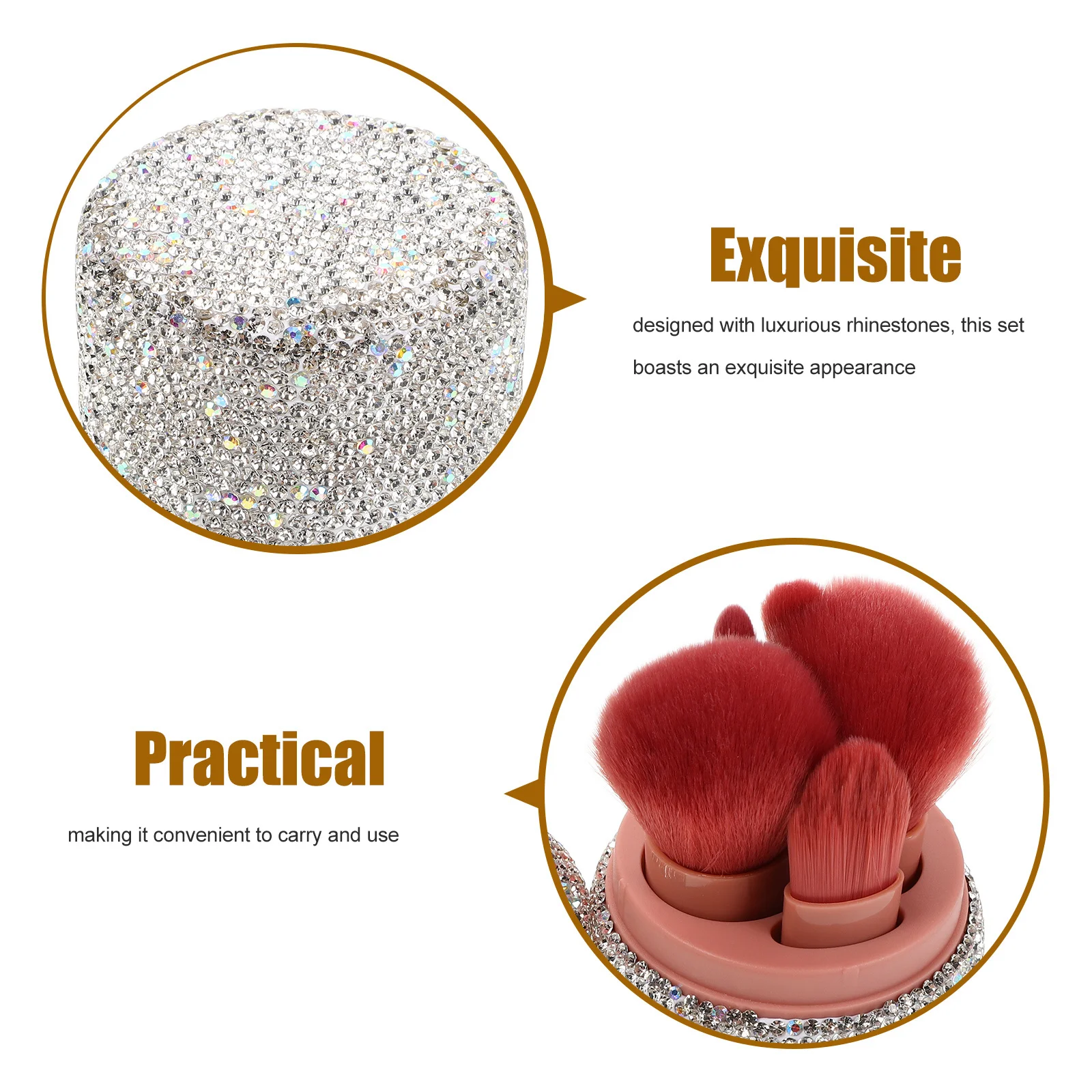 1 セット 1 セットのメイクブラシオーガナイザー、ラインストーン付きトラベルホルダー、防塵ポータブルブリンクリスタルケース、顔と目用
