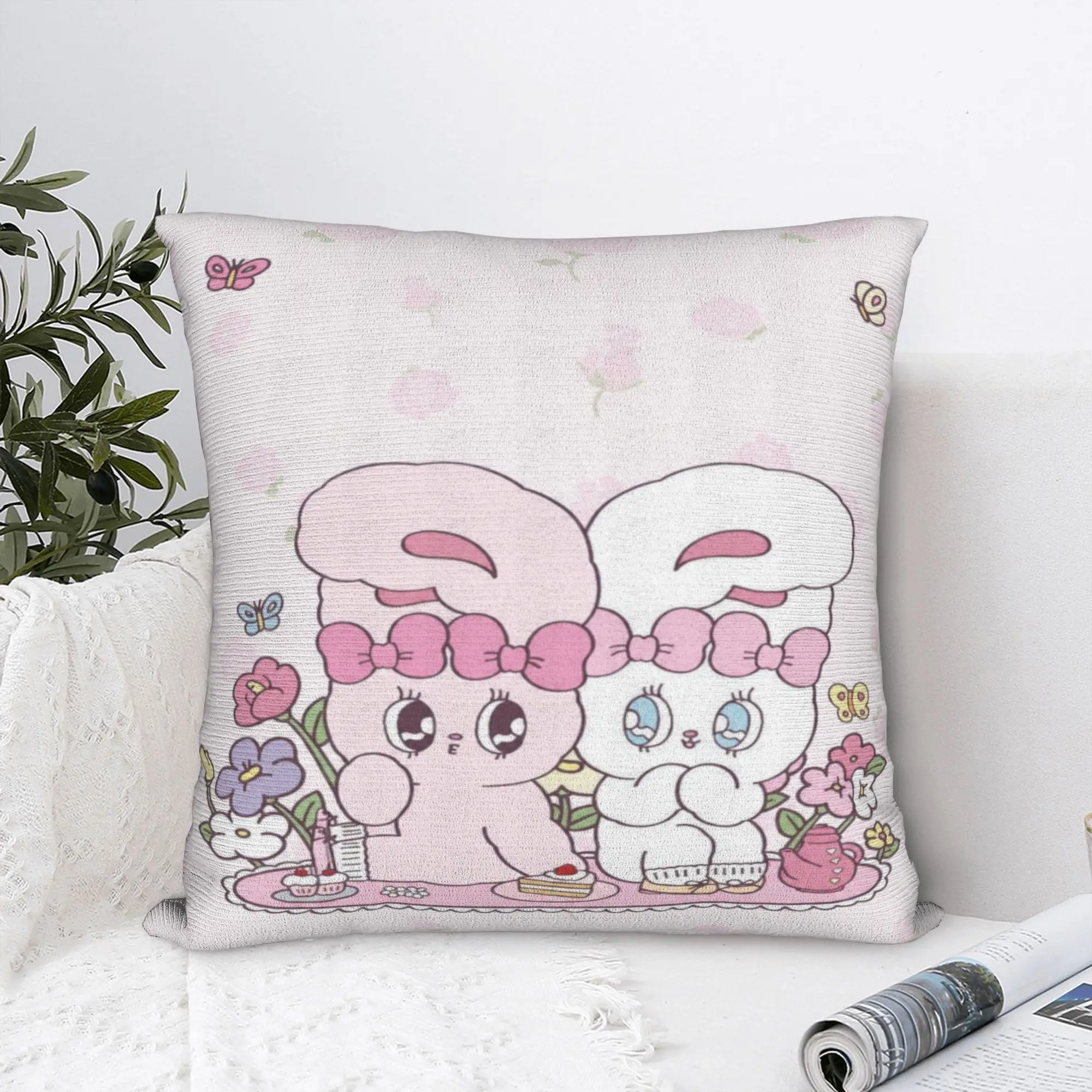 Esther Bunny cartoon rabbit Pillowcases Product Soft Cushion Cover  Pillow Covers Home Decor Zippered Multi Size