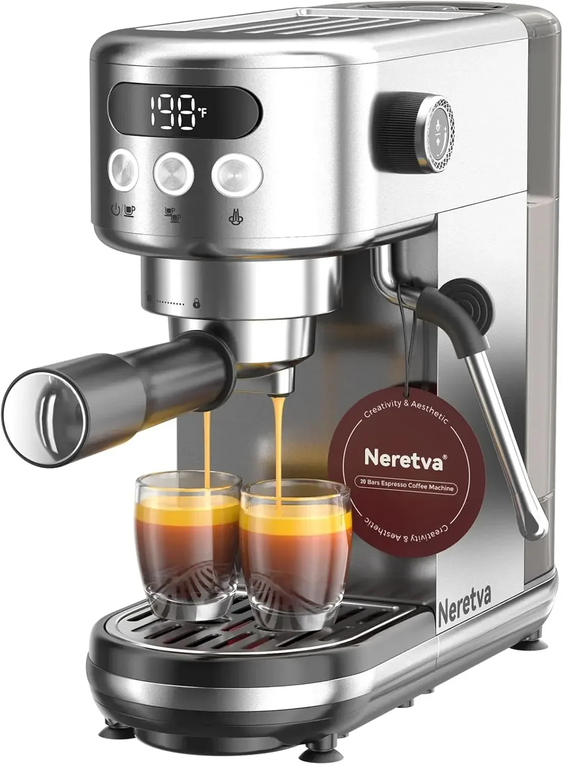 

Espresso Machine 20 Bar, Super Compact Espresso Maker Stainless Steel Professional Coffee Machine Espresso with Power Steam