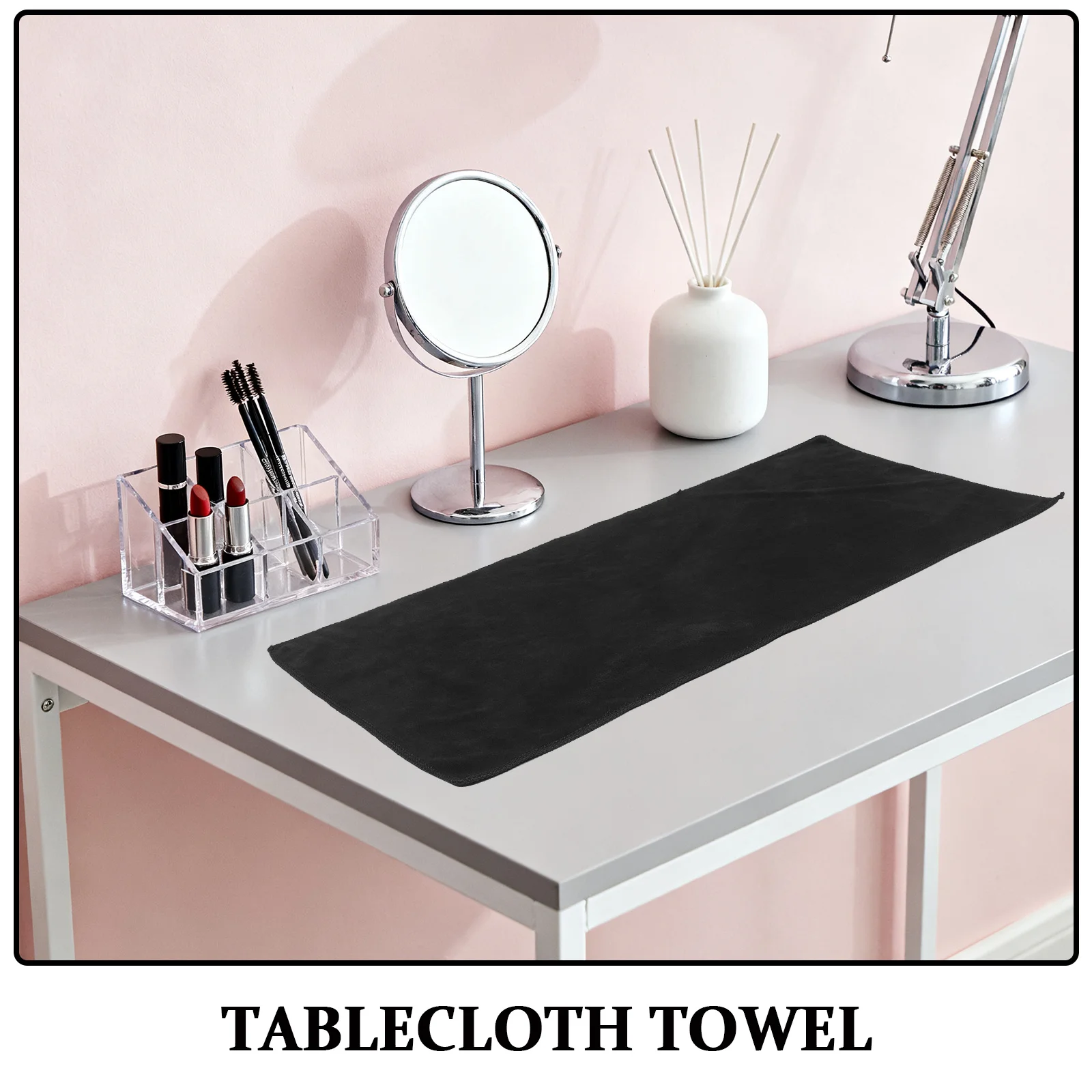 Table Cover Protector 23.6x12 Inch Black Rectangle Dressing Table Cover for Makeup Station Dining Room Desk Pad Protective Mat