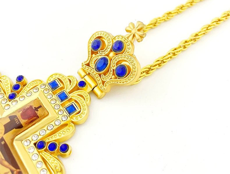 HTISOK Orthodoxes Jesus-Kreuz-Anhänger mit Kette aus Zinklegierung, religiöser Schmuck als erschwingliches christliches Halsketten-Geschenk – Detail 4