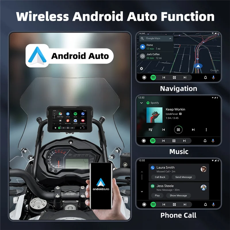 

Portable 5 Inch Digital Motorcycle Dashboard Wireless Carplay Navigation Display Screen Moto Android Auto
