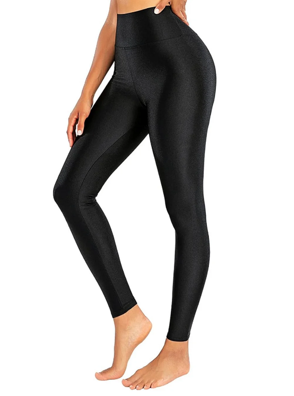 Shinning Legging High Waisted Yoga Pants Tummy Control Shiny Sports Tights Workout
