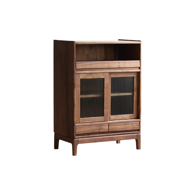 

Black walnut tea cabinet Solid wood dining side cabinet Sofa side cabinet Modern simple storage locker