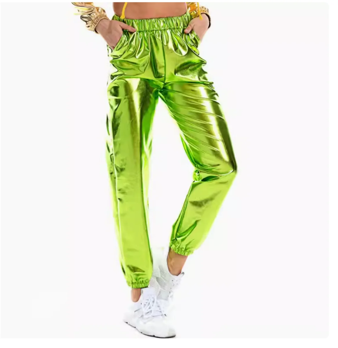 

Bright leather laser colored women's pants