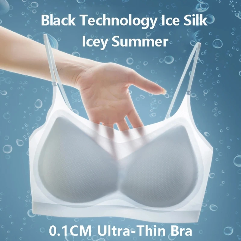 Seamless Ultra-thin Ice Silk Bra Lifting Bra M-4XL Women's Thin Silk Seamless Sports Bra Wireless Underwear Air Cooling Brassier