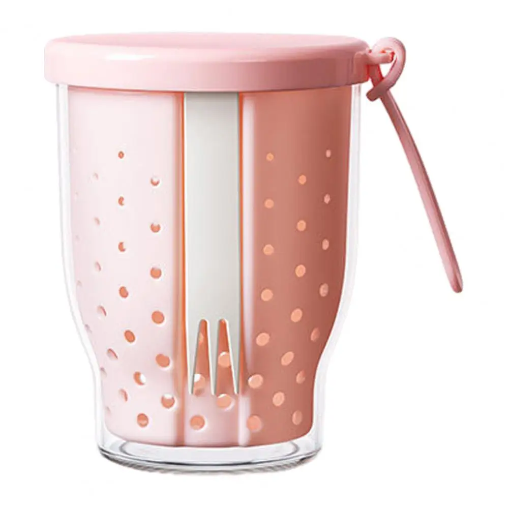 Fruit Cup Container Portable Snack Container Portable Fruit Salad Container with Built-in Fork Strainer Leakproof for Travel view 4