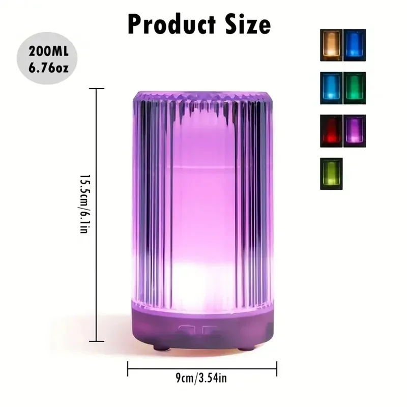 7‑Color LED Night Light Air Humidifier, USB Aromatherapy Cool Mist Humidifier, Portable Desktop Diffuser for Bedroom Office Holiday Gift