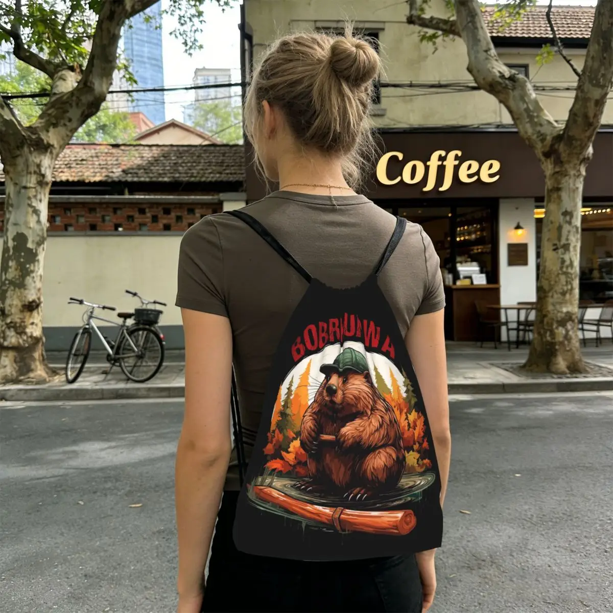 Bobr Kurwa Bober Beaver Backpacks Casual Drawstring Bags Shoes Bag Book Bags for Travel School