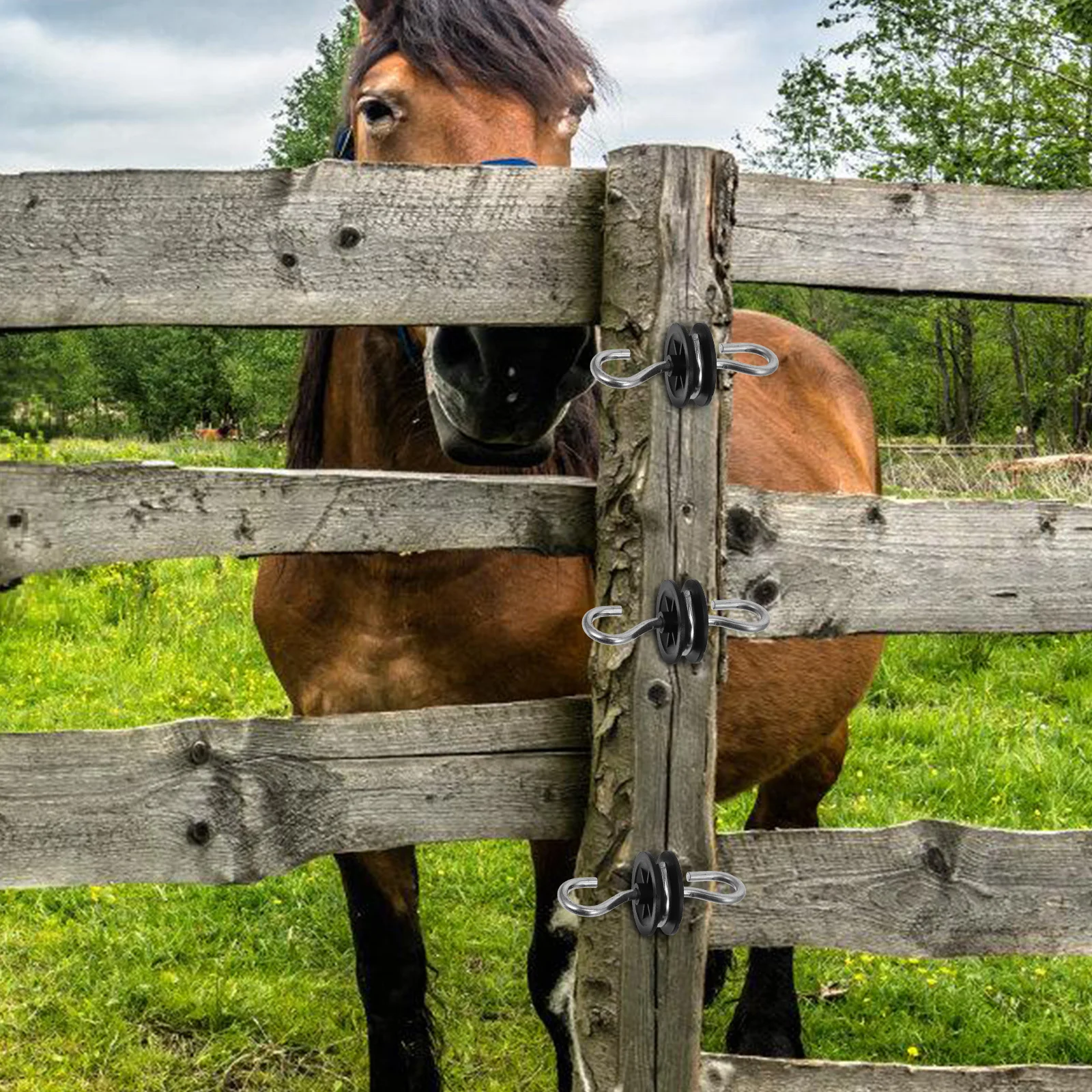 

4pcs Electric Fence Accessories Wood Post Screw-In Insulator Reusable Farm Ranch Garden Cattle Fence Installation Tools Dual