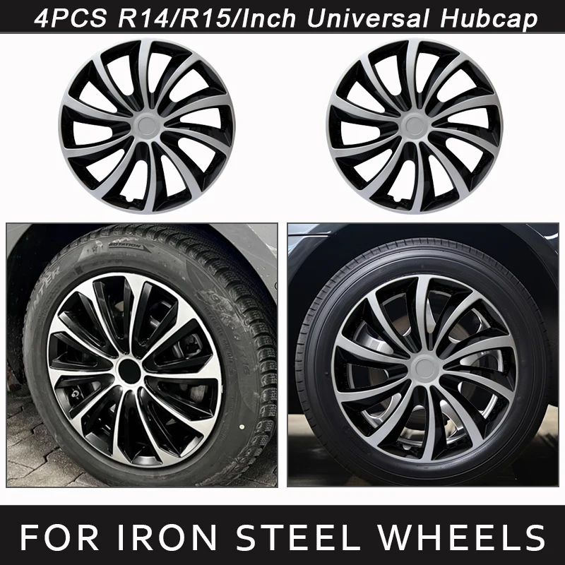 

4PCS Universal Hubcap R14 R15 Inch Wheel Cover Car Replacement Hub Caps Wheel Rim Cover PP Tire Accessories Snap On SUV Truck