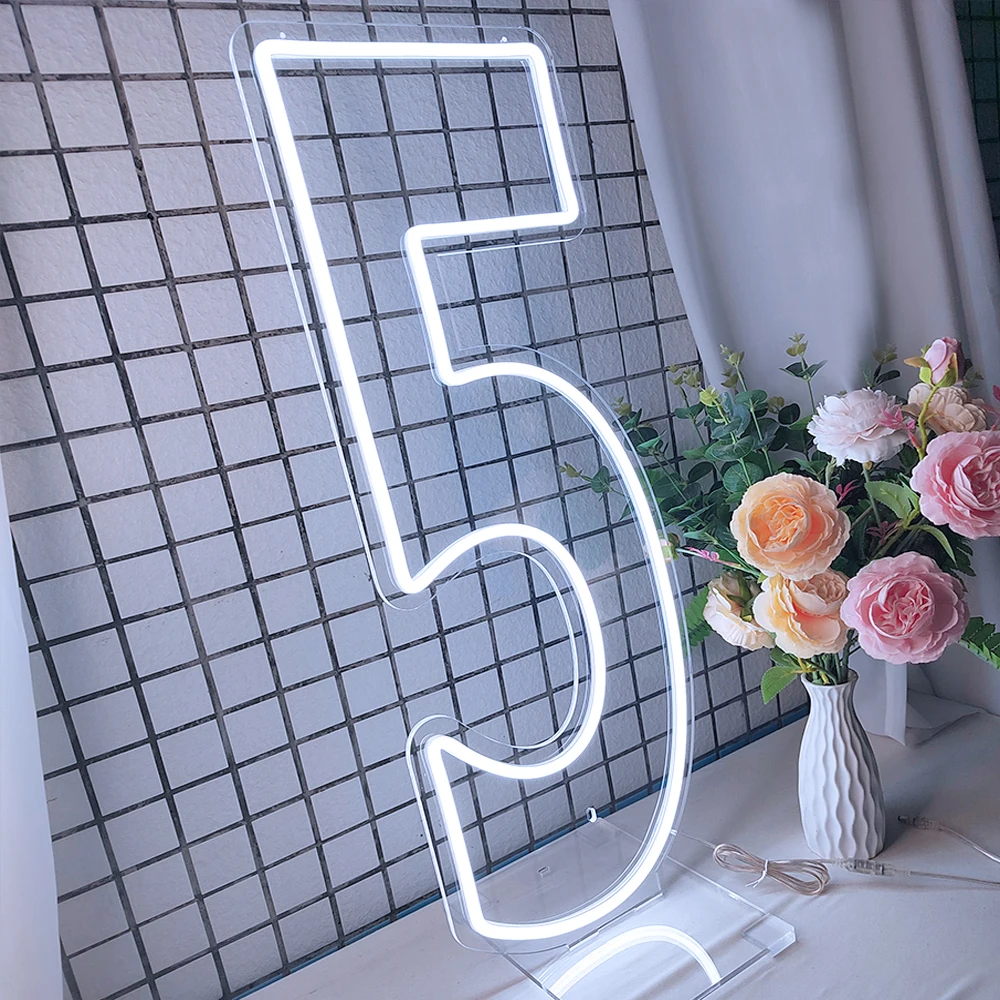 Numbers Neon Sign Used in Birthday Party Celebration Events Decor 30 Inches Free  Standing Dimmable LED Number Lights