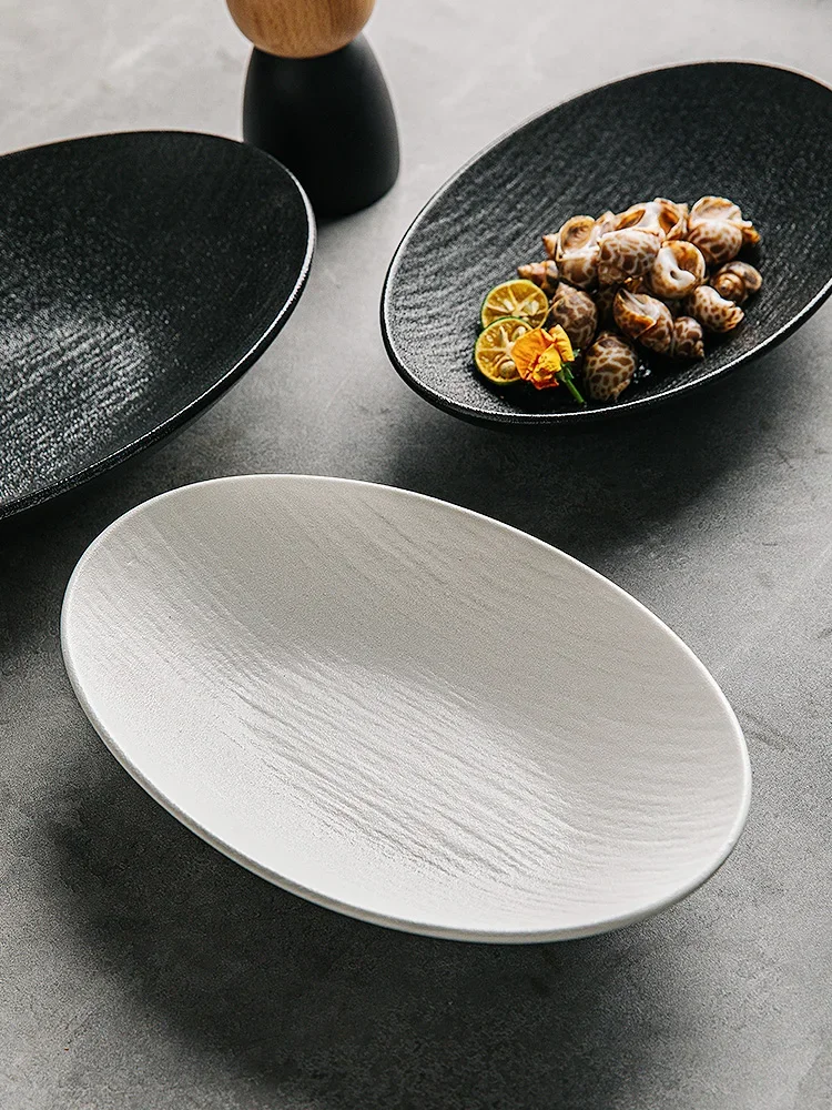 Elegant Ceramic Oval Bowl Salad Plate Boat Shape Fish Plate Restaurant High End Cutlery Pasta Bowl Dining Utensils Bowl