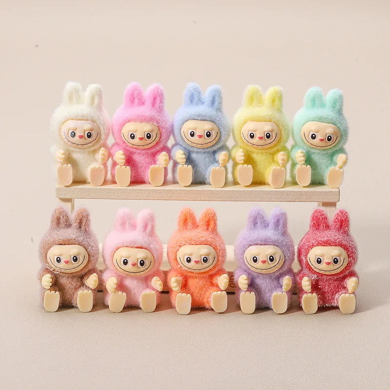 10pcs/Lot New Mini 3D Flocking Doll Diy Handmade Accessories Figure Toy Flocking Fabric Doll Pendant Cute Particles Gift