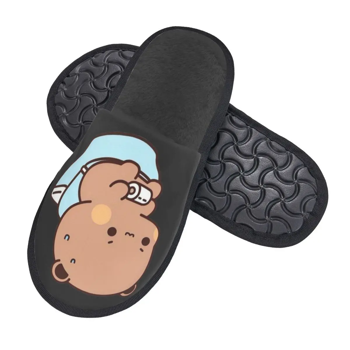 Chinelos de casa de espuma de memória macia Bubu engraçados personalizados femininos aconchegantes e quentes com sola antiderrapante