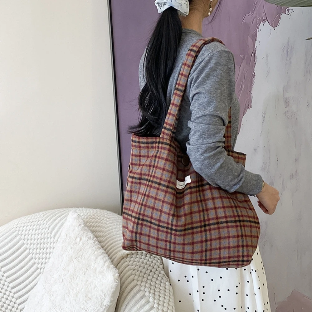 شتاء جديد سميكة تويد حقيبة كتف المرأة سعة كبيرة حمل حقيبة منقوشة ليوبارد أكياس التسوق الطلاب كروسبودي #3