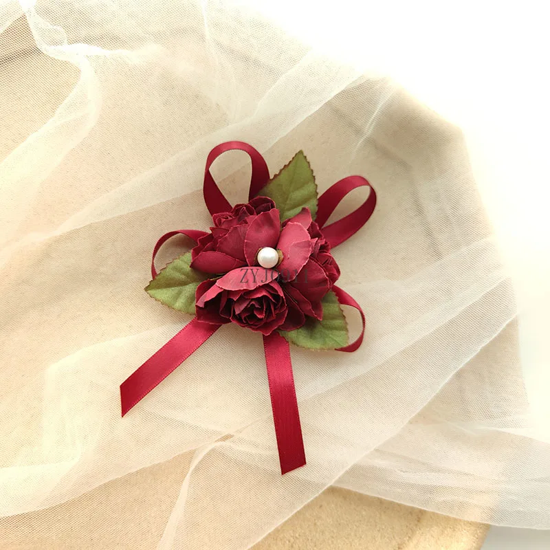 * سوار وصيفة العروس فلور معصم الصدار لإكسسوارات الزفاف العروس Mariage زهور اليد شقيقة فتاة حفلة موسيقية الديكور