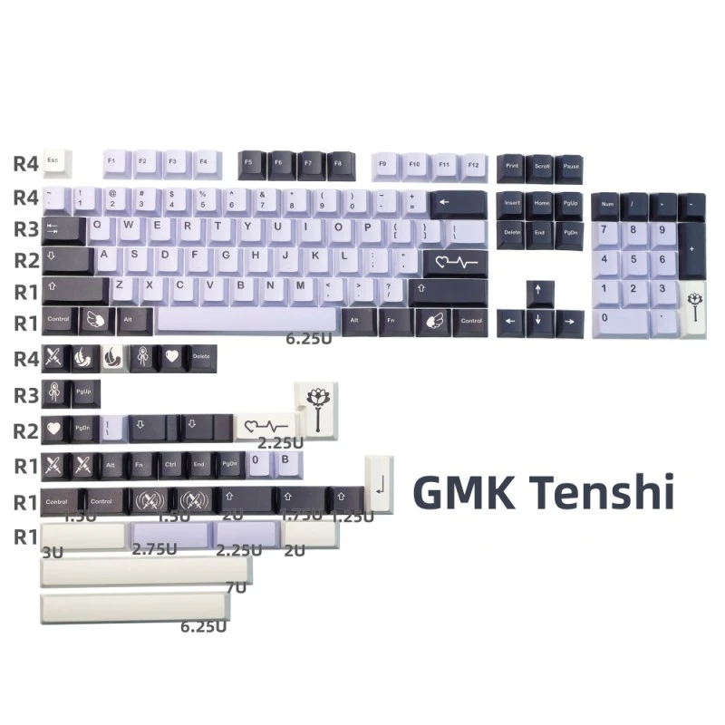 

140 Keys/set GMK Tenshi Keycaps PBT Dye Subbed Key Caps Cherry Profile Keycap For Keychron Q2 K2 65% 75% Anne GH60 GK64 Poker