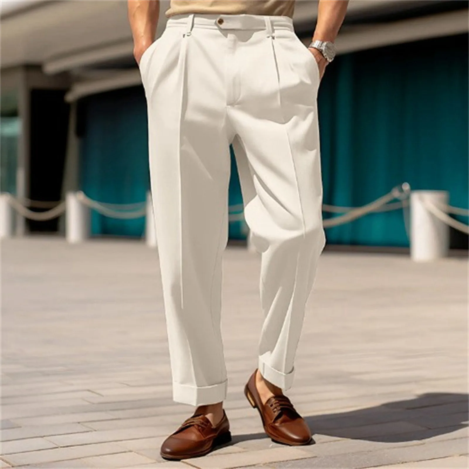 2024 Brand Mens Business Casual Draped High-waist Trousers Men Solid Color Formal Pants Male Formal Office Social Suit Pants