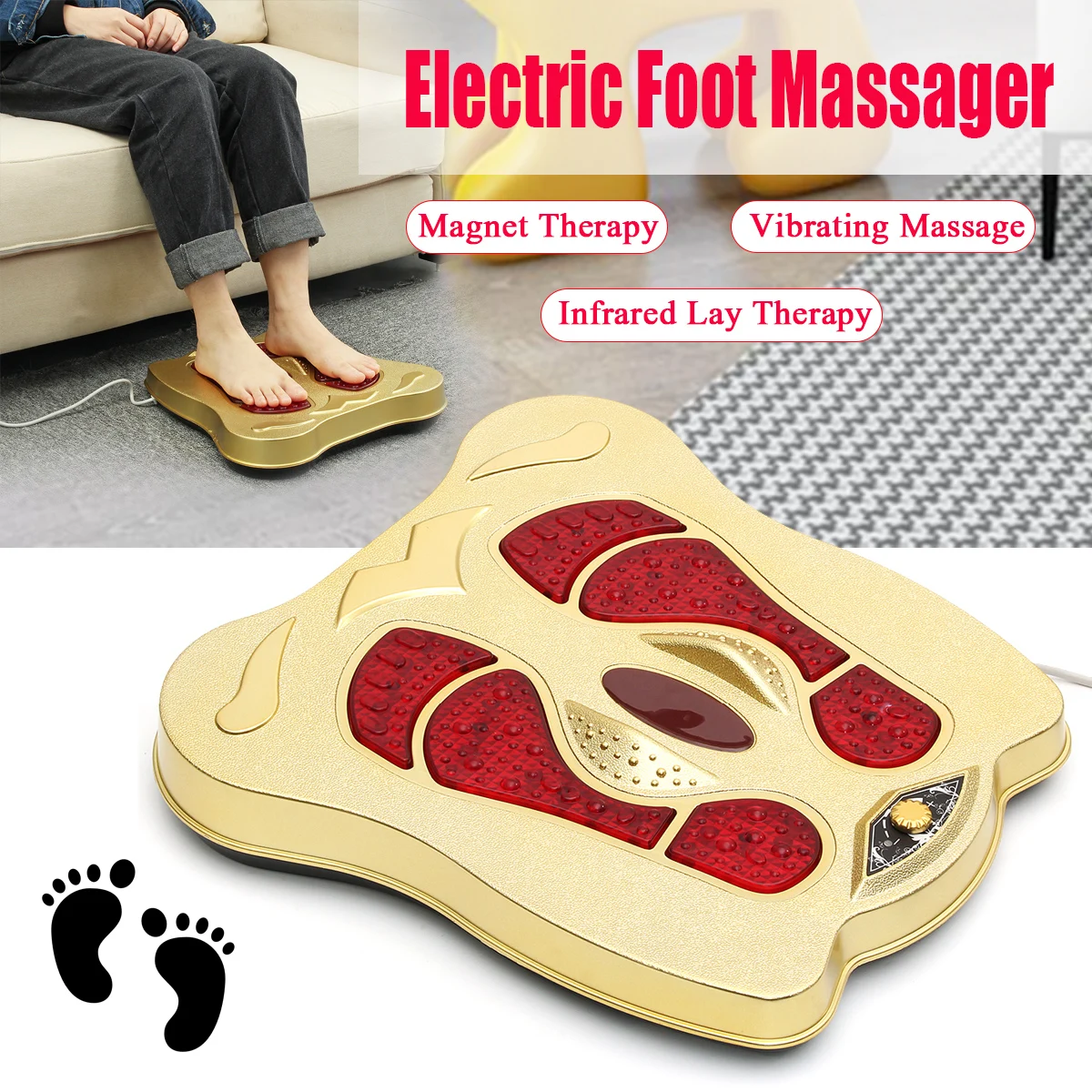 Electric Foot Massager Infared Heated Vibration Shiatsu Reflexology Feet Massage Sole Leg Spa Relieve Fatigue Machine EU 220V