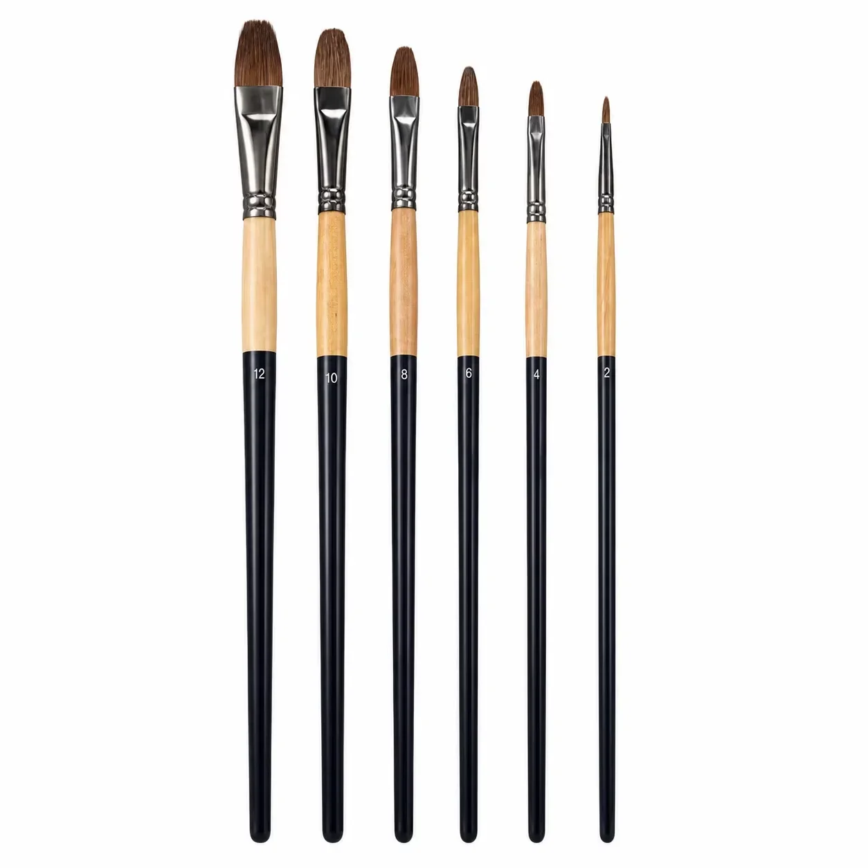 6 Piece Set Filbert Watercolor Gouache Paint Brush Wooden Handles Firm Bristles for Art Students Acrylic Painting Art Supplies