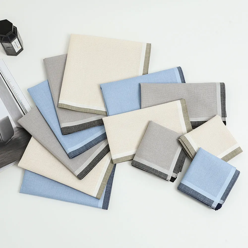 3-Pack of Men's Pure Cotton Handkerchiefs, Yarn-Dyed Cotton Handkerchiefs, Gentleman's Suit Flap Pocket Pants Squares, Groom's Wedding Souvenirs