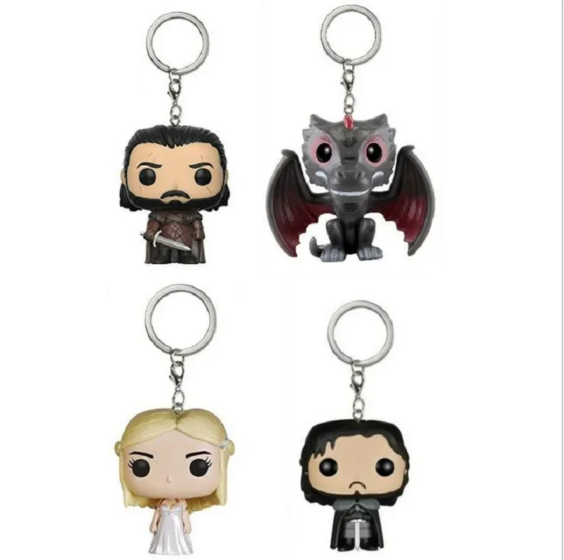 Funko versão q chaveiros, luke neve com espada, daenerys, targaryen, drogon, pingente, figura de ação, brinquedos