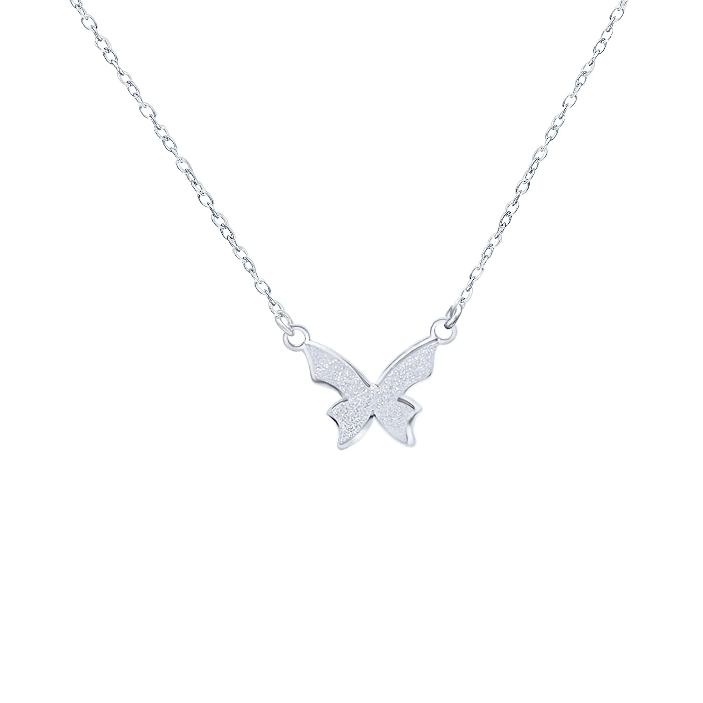 Silver Butterfly Necklace for Women Layered Choker Pendant