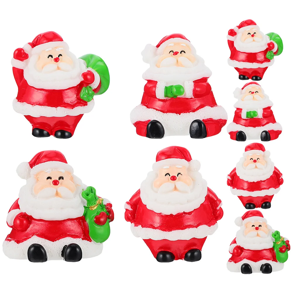 

8 Pcs Micro Landscape Santa Claus Xmas Miniature Resin Figurine Garden Ornaments Miniatures