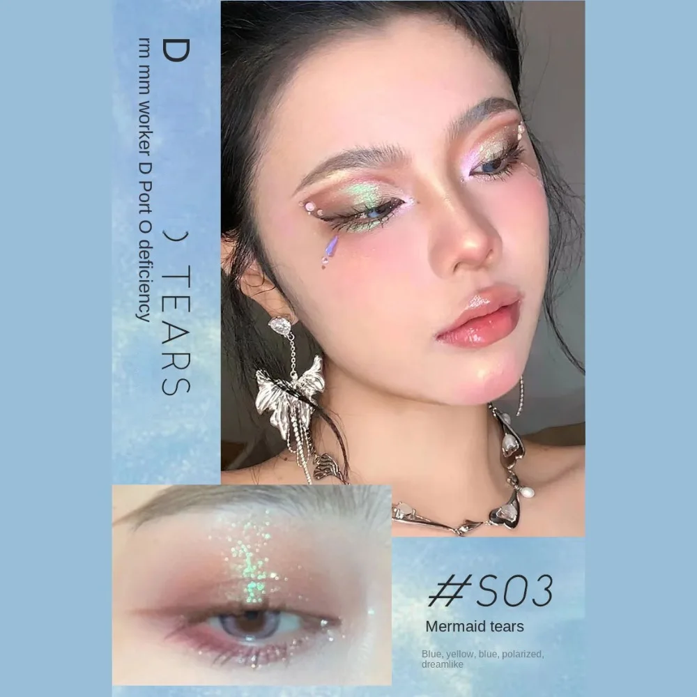 อายแชโดว์ชนิดน้ําแห้งเร็ว Long Lasting Shine Glitter Color Shift อายแชโดว์กันน้ํา Tricolor