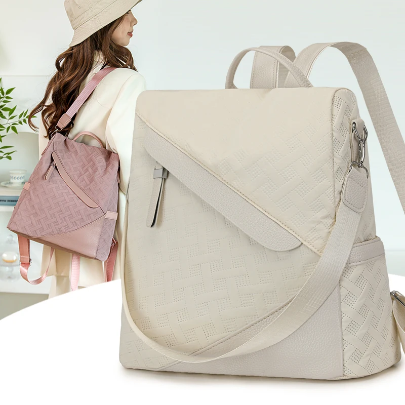 حقائب ظهر نسائية جديدة مضادة للسرقة من النايلون بسعة كبيرة وخفيفة الوزن ومقاومة للماء للسفر والعمل وعطلة نهاية الأسبوع