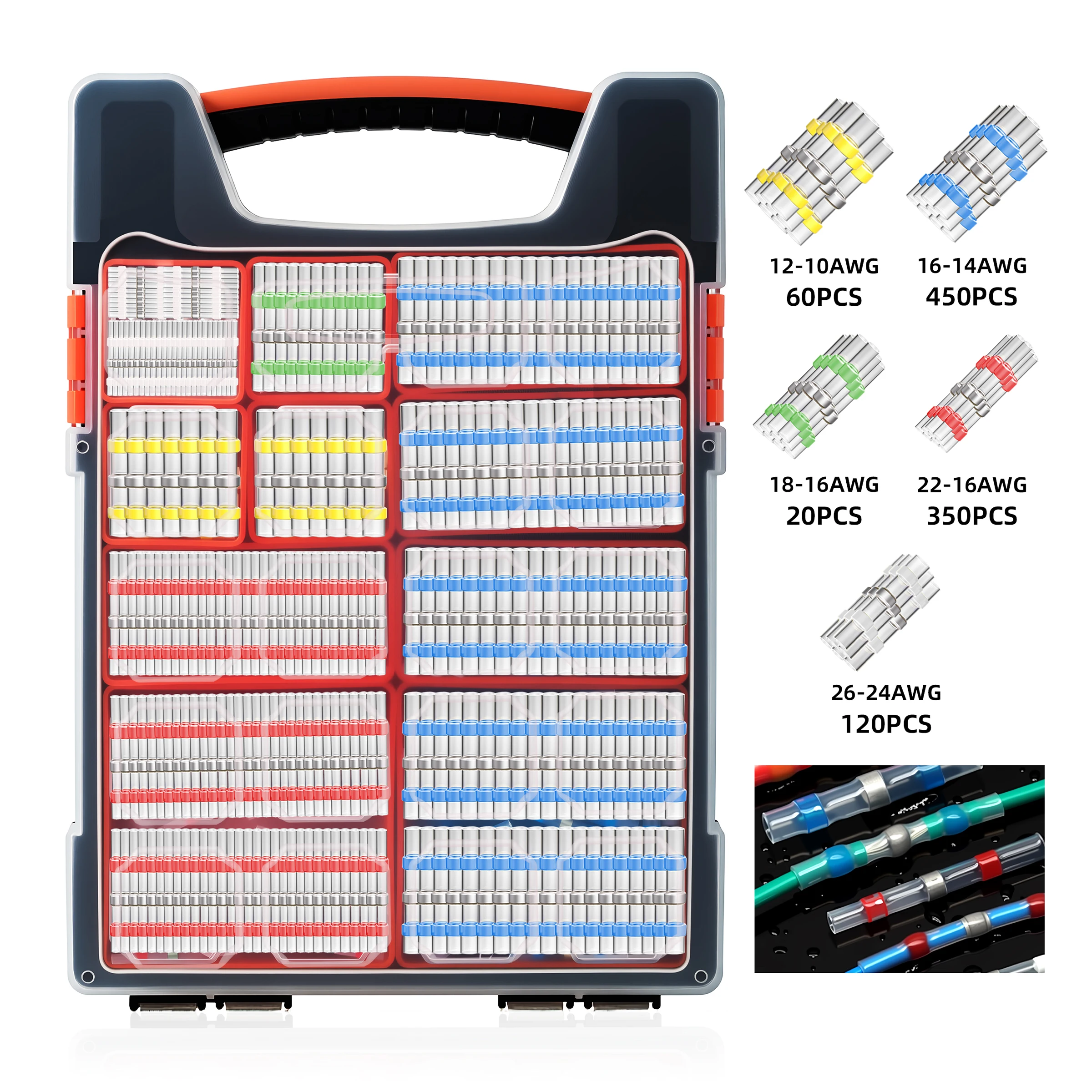 100~1000Pcs Heat Shrink Butt Terminals with Solder ,Solder Seal Wire Connectors,IP67 Waterproof Electrical Equipment Connection