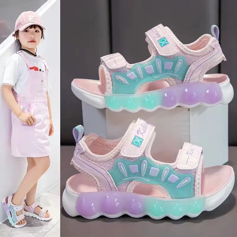 

Children's Sandals Women's Lightweight Soft Sole Anti-Slip Summer 2024 New Internet Celebrity Boys Elementary School Beach