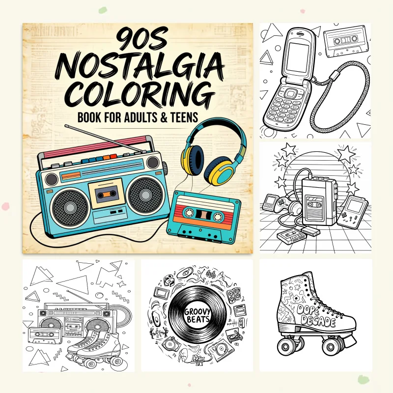 Cross-border new arrival: 90s nostalgic coloring book - adult coloring page doodle book