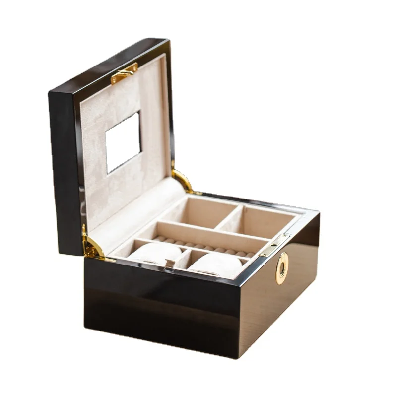 

Solid Color Painted Wooden & Bamboo Jewelry Box Resilient & Elegant Fingerprint Design for Storage & Packaging