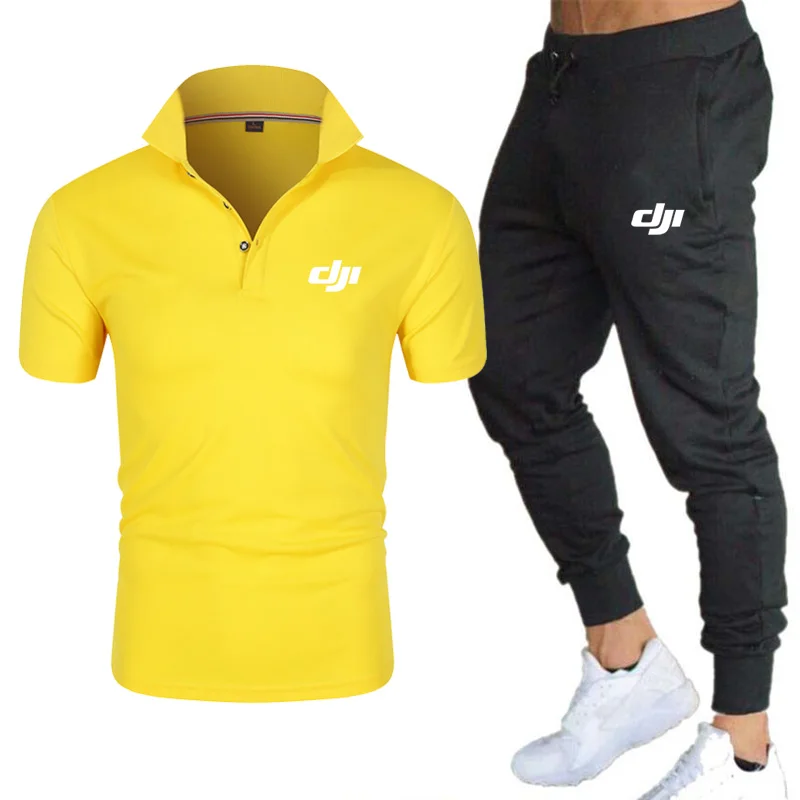 Monogrammed Men\'s Tracksuit, Polo Shirt + Pants, Summer Tracksuit, Jogging Pants, Street Wear, Top, Polo Shirt,Business Menswear