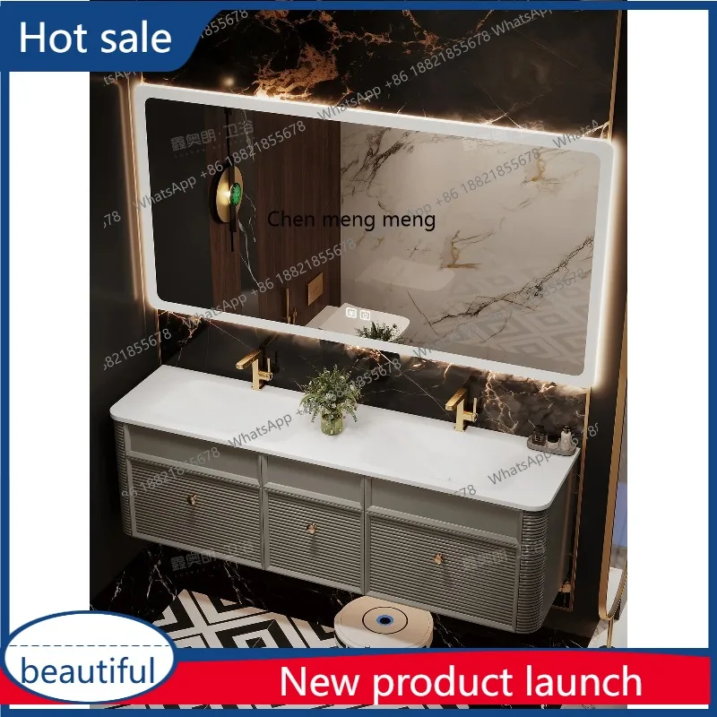 

A17 Легкая роскошная двойная раковина, дубовый шкаф для ванной комнаты, комбинированный умывальник для ванной комнаты, высококачественный умывальник